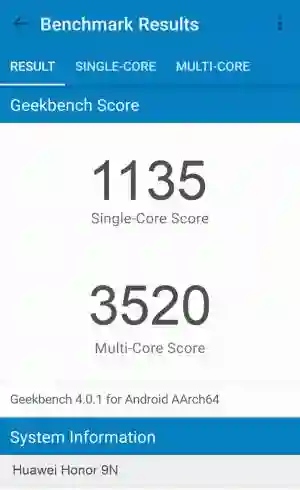 Huawei Honor 9N GeekBench 4 