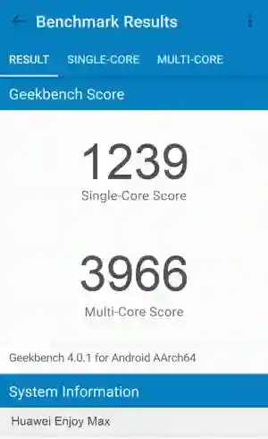 Huawei Enjoy Max GeekBench 4 