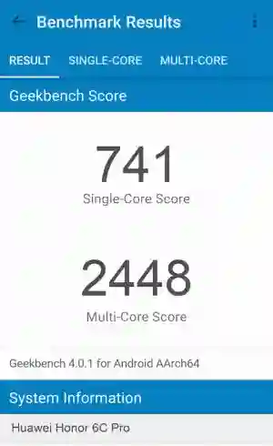 Huawei Honor 6C Pro GeekBench 4 