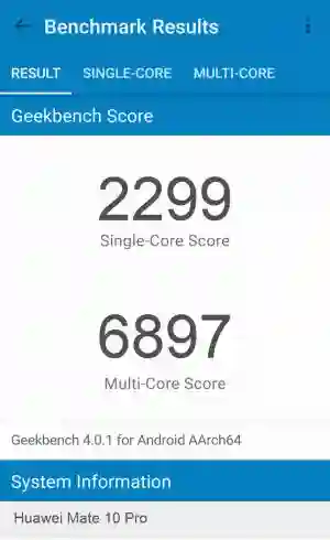 Huawei Mate 10 Pro GeekBench 4 