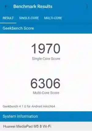 Huawei MediaPad M5 8 Wi-Fi GeekBench 4 