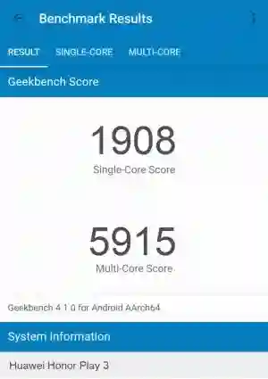 Huawei Honor Play 3 GeekBench 4 