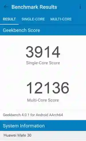 Huawei Mate 30 GeekBench 4 