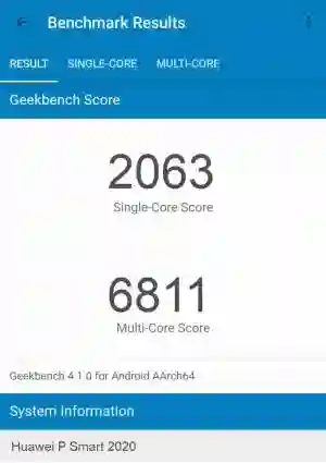 Huawei P Smart 2020 GeekBench 4 