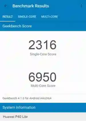 Huawei P40 Lite GeekBench 4 