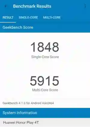 Huawei Honor Play 4T GeekBench 4 