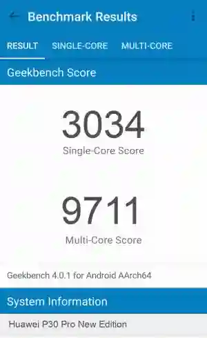 Huawei P30 Pro New Edition GeekBench 4 