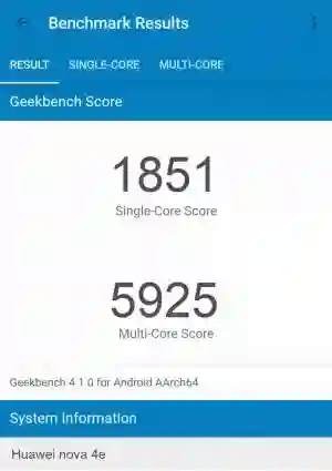Huawei nova 4e GeekBench 4 