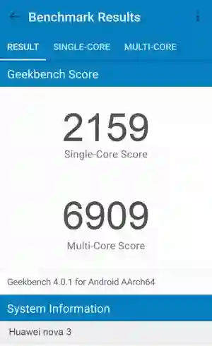 Huawei nova 3 GeekBench 4 