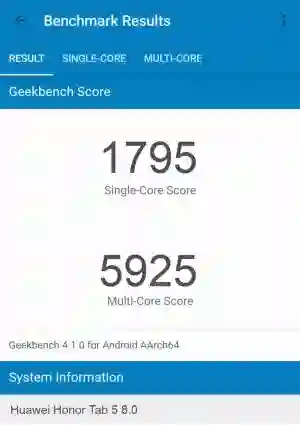 Huawei Honor Tab 5 8.0 GeekBench 4 
