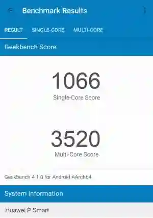Huawei P Smart GeekBench 4 