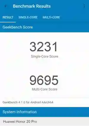 Huawei Honor 20 Pro GeekBench 4 
