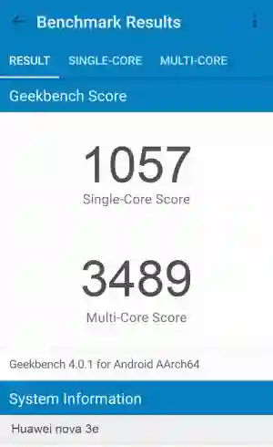 Huawei nova 3e GeekBench 4 