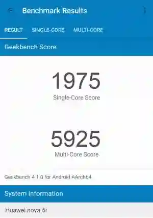 Huawei nova 5i GeekBench 4 