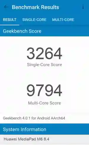 Huawei MediaPad M6 8.4 GeekBench 4 