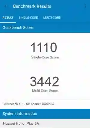 Huawei Honor Play 8A GeekBench 4 