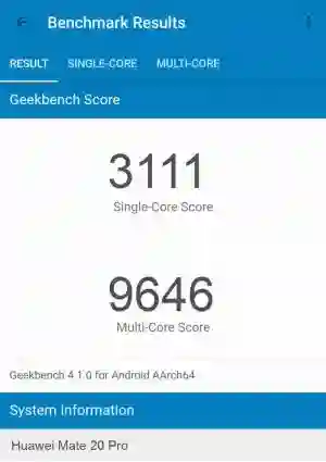 Huawei Mate 20 Pro GeekBench 4 