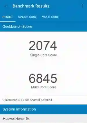 Huawei Honor 9x GeekBench 4 