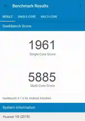 Huawei Y9 (2019) GeekBench 4 