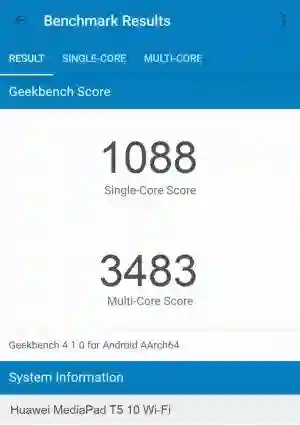 Huawei MediaPad T5 10 Wi-Fi GeekBench 4 