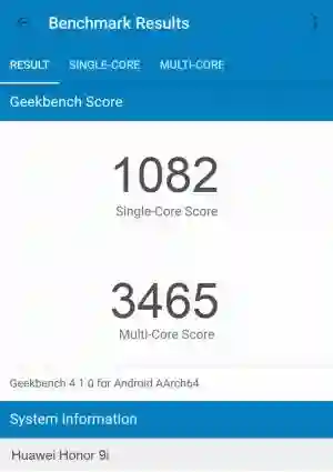 Huawei Honor 9i GeekBench 4 