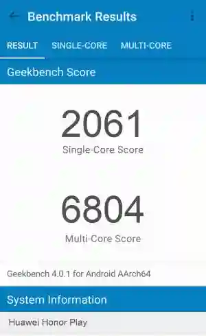 Huawei Honor Play GeekBench 4 