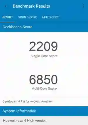 Huawei nova 4 High version GeekBench 4 