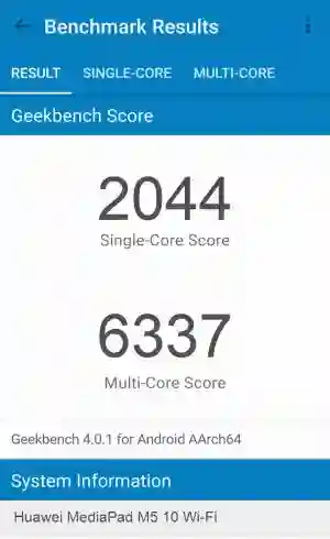 Huawei MediaPad M5 10 Wi-Fi GeekBench 4 