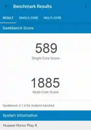 Huawei Honor Play 6 GeekBench 4 
