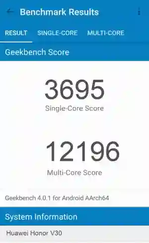 Huawei Honor V30 GeekBench 4 