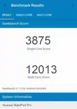 Huawei MatePad Pro GeekBench 4 