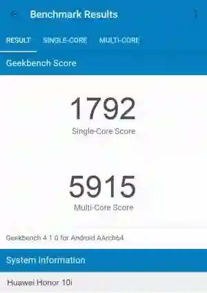 Huawei Honor 10i GeekBench 4 
