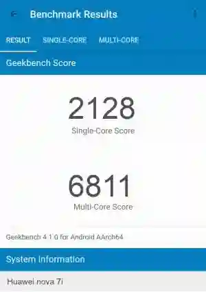 Huawei nova 7i GeekBench 4 
