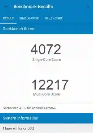 Huawei Honor 30S GeekBench 4 
