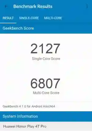 Huawei Honor Play 4T Pro GeekBench 4 