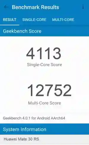 Huawei Mate 30 RS GeekBench 4 