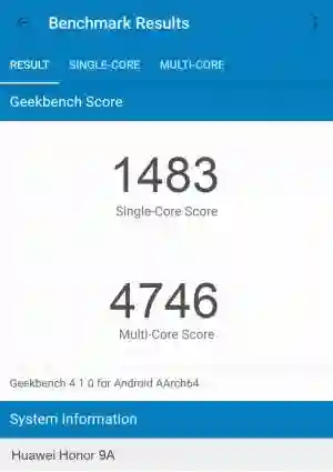 Huawei Honor 9A GeekBench 4 