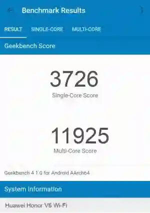 Huawei Honor V6 Wi-Fi GeekBench 4 
