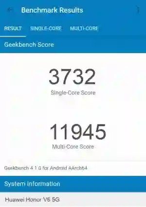 Huawei Honor V6 5G GeekBench 4 