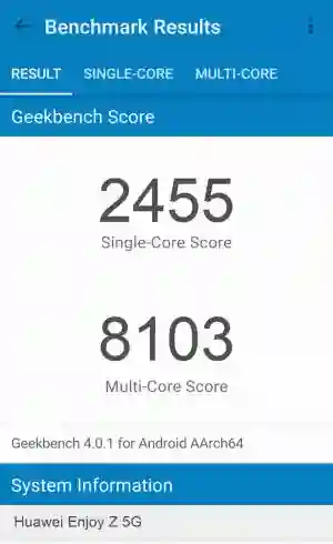 Huawei Enjoy Z 5G GeekBench 4 
