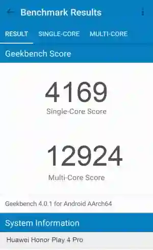 Huawei Honor Play 4 Pro GeekBench 4 