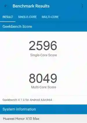 Huawei Honor X10 Max GeekBench 4 