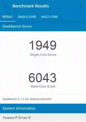 Huawei P Smart S GeekBench 4 