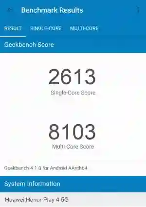 Huawei Honor Play 4 5G GeekBench 4 
