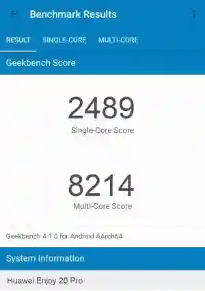 Huawei Enjoy 20 Pro GeekBench 4 