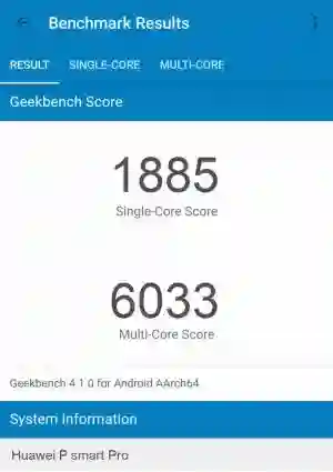 Huawei P smart Pro GeekBench 4 