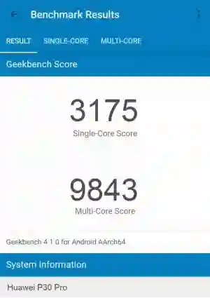 Huawei P30 Pro GeekBench 4 