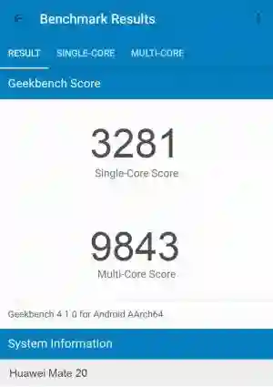 Huawei Mate 20 GeekBench 4 
