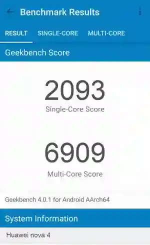 Huawei nova 4 GeekBench 4 