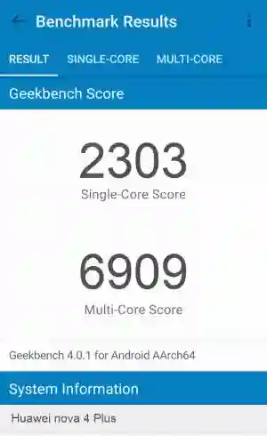 Huawei nova 4 Plus GeekBench 4 